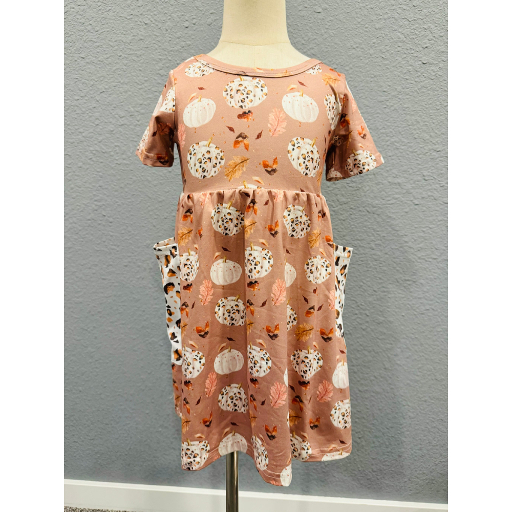 Wellington Designs Girls Leopard Pumpkin Dress, Sz 3T NWT